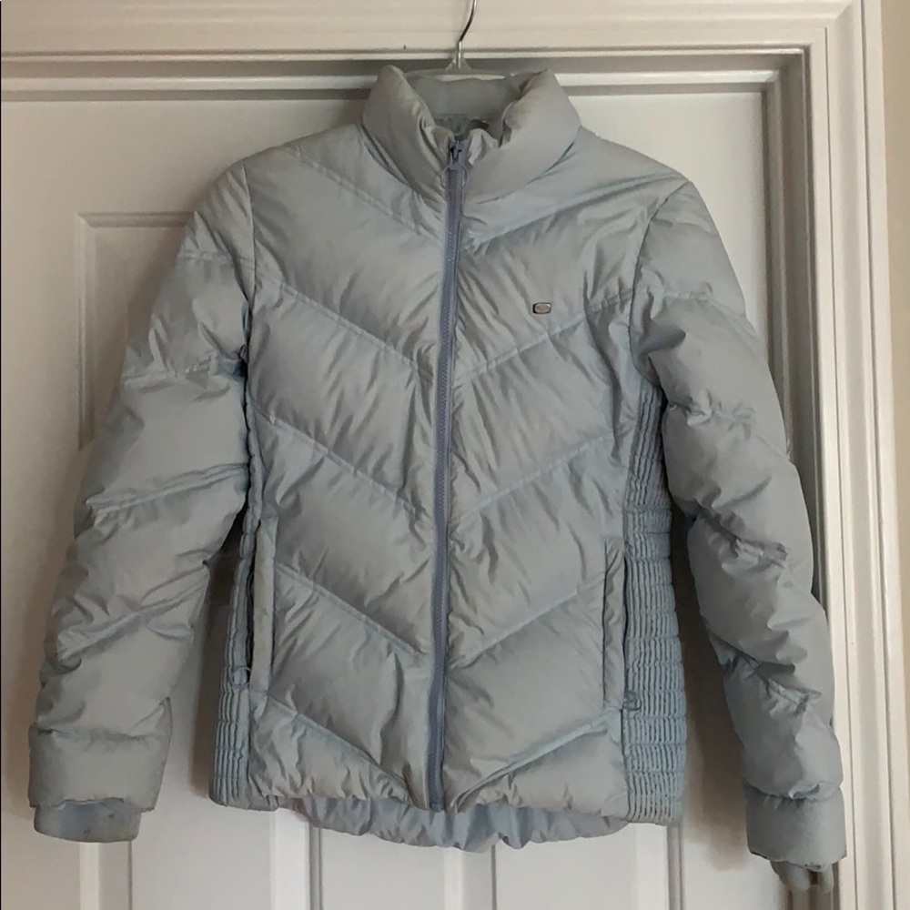 Light blue Lacoste puffer coat